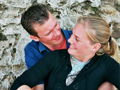 Smiling couple looking at each other