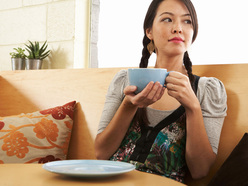 Pregnant woman drinking tea