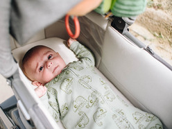 Mom with infant walking