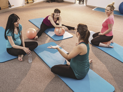 Pregnant women in an exercise class